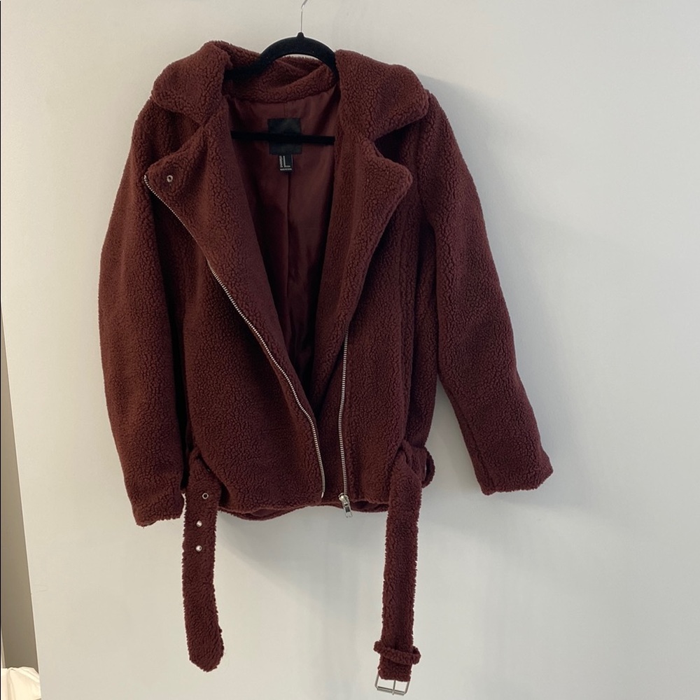 Maroon Fuzzy Jacket - Medium